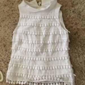J Crew White Tassel Top
